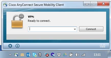 Schermata iniziale Cisco AnyConnect