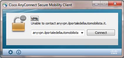 Indirizzo VPN inserito in Cisco AnyConnect